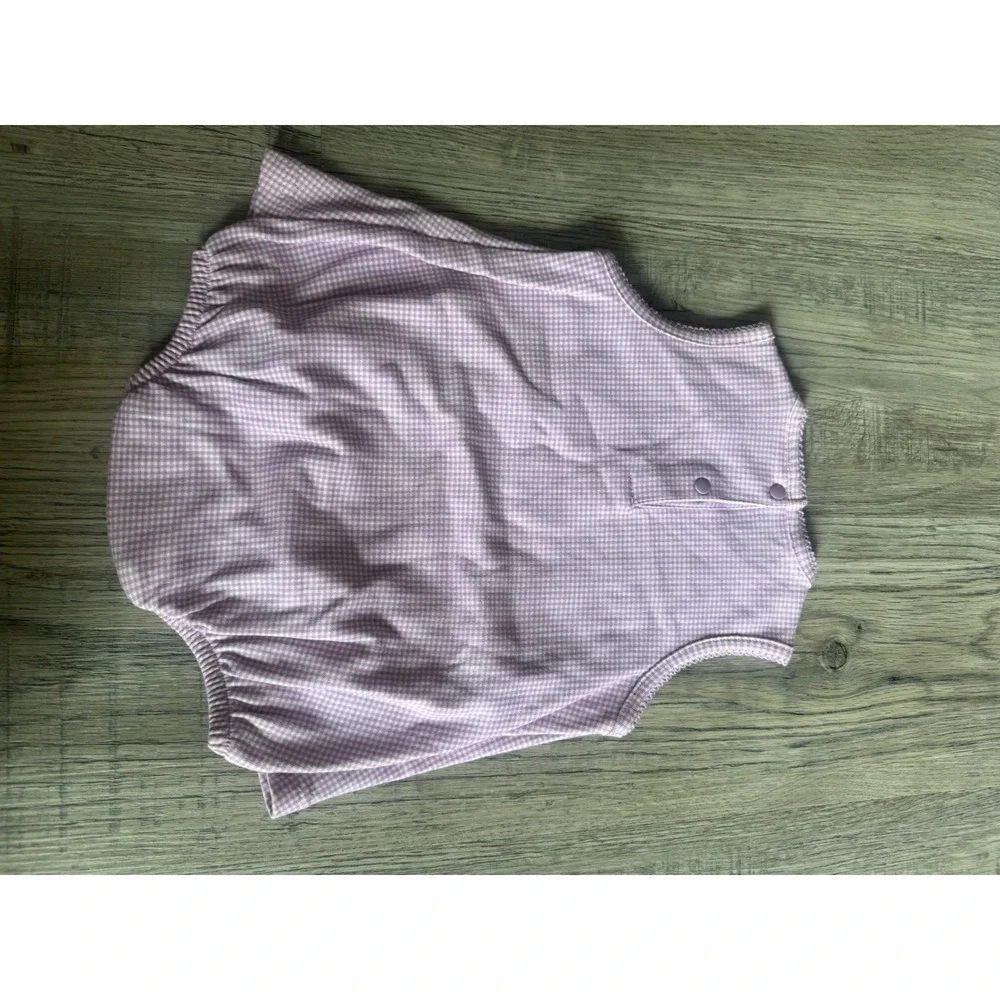 Vintage Carters Starters Baby Girl Purple Gingham Floral Romper 3-6M NWT